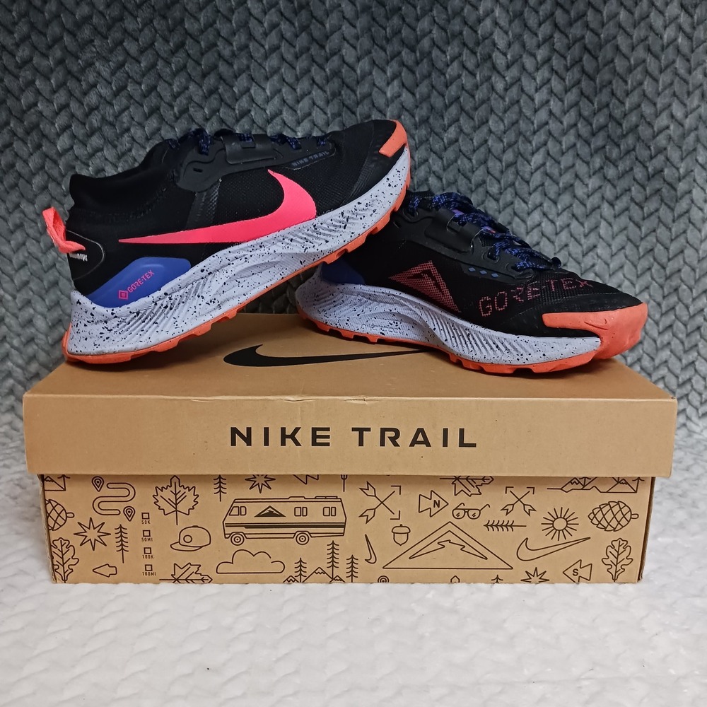 Nike Pegasus Trail 3 GTX Black Flash Crimson Women's Running Shoes Size 5